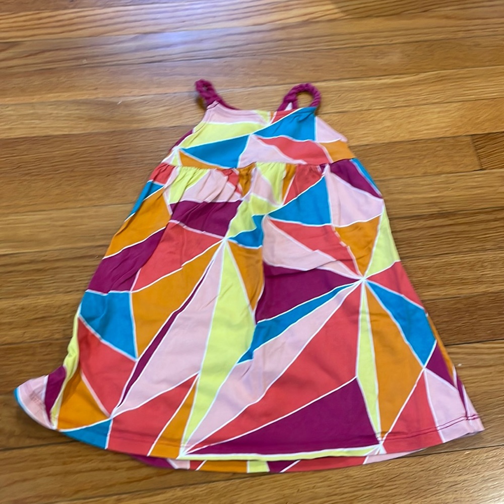 Tea collection, geometric, multicolor dress. Size 3. Rope detail straps.